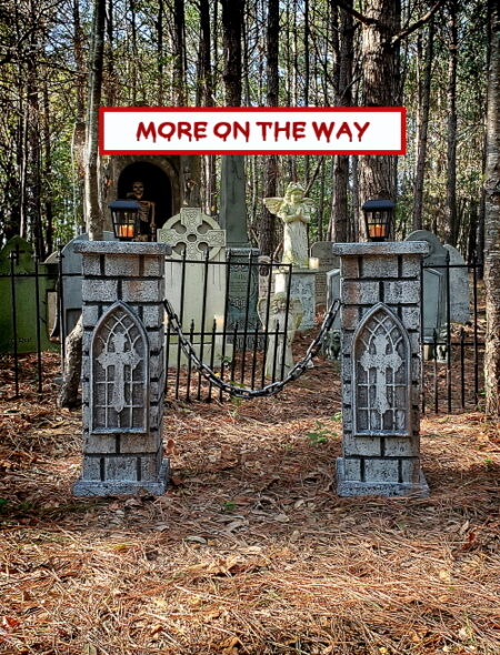 Evil Soul Studios Gothic Cross Cemetery Lighted Entrance Columns Halloween Prop