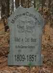 Five humorous tombstones with funny epitaphs in a wooded area.