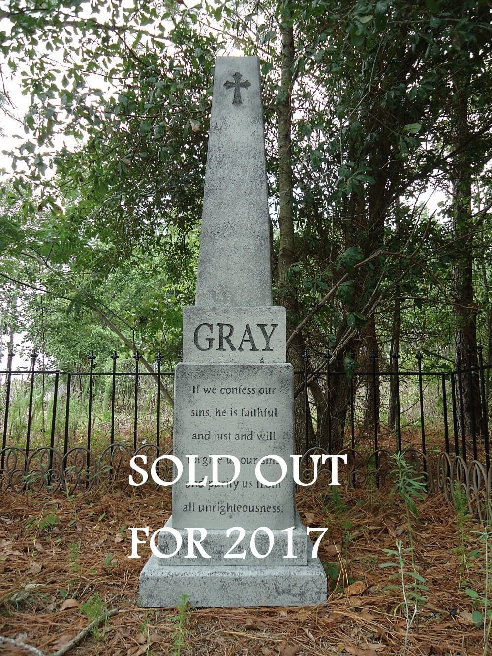Monument in a wooded area dedicated to the Gray family with a Confederate star. Monument in a wooded area dedicated to the Gray family with a Confederate star.