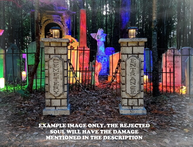 Illuminated stone pillars with colorful glowing sculptures in a nighttime garden. Illuminated stone pillars with colorful glowing sculptures in a nighttime garden.