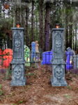 Evil Soul Studios Deluxe Gothic Skull Church Windows With Flicker Flame Lights Columns Set