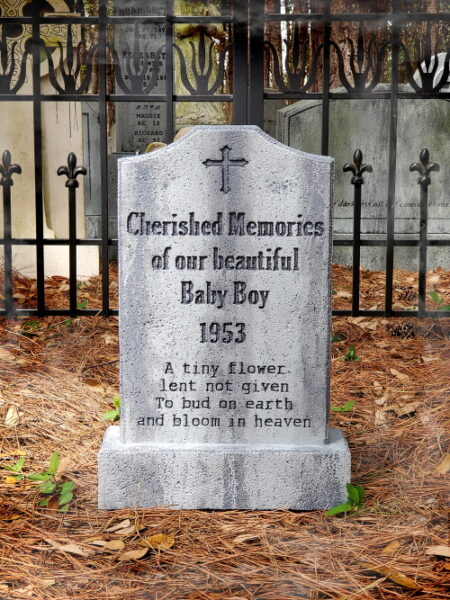 Evil Soul Studios Cherished Baby Boy Tombstone Halloween Prop Little Haunters Series